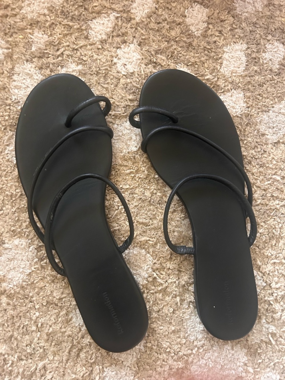 Reformation Black Minimal Strappy Slide Sandals